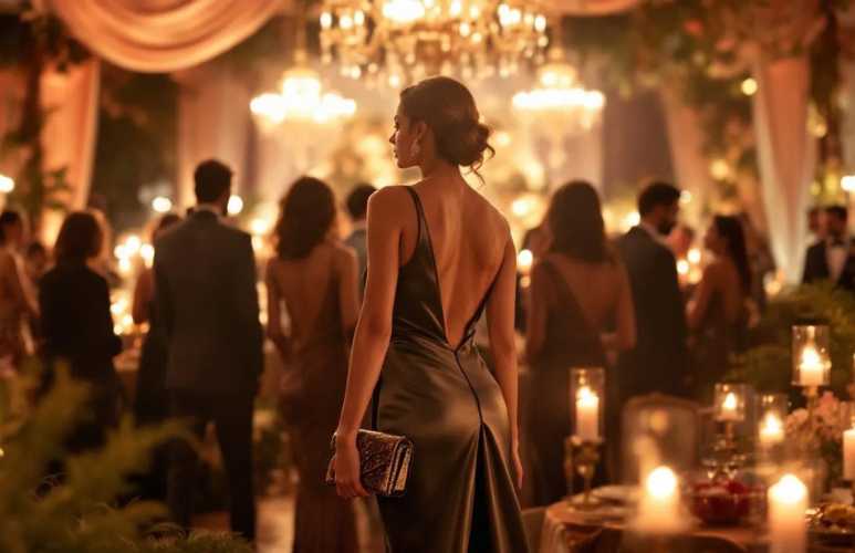 Confident Indian woman in a stylish outfit standing in a luxurious, private setting, symbolizing elite and discreet escort services in Bengaluru.